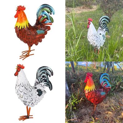 Metal Rooster Decor Yard Chicken Decorations Outdoor Garden Statues Metal Chicken Sculpture for Backyard Kitchen Decor