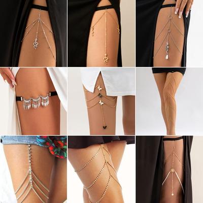 Europäischer & Amerikanischer Strandstil Schlangenanhänger Beinkette mit Imitationsperle & Elastischer Kordel