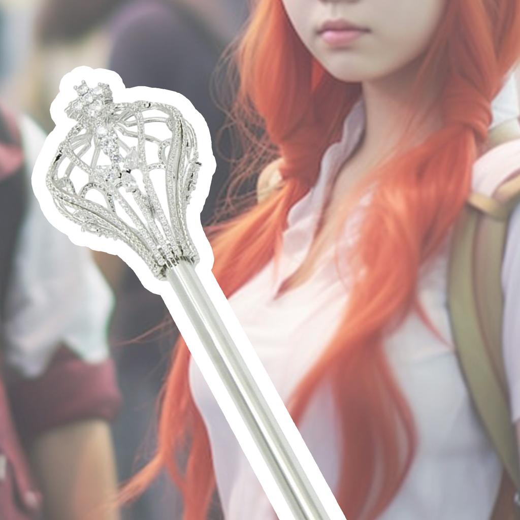 Durable Alloy Costume Scepter With Rhinestone Details For Stage Performances Pageantry Events
