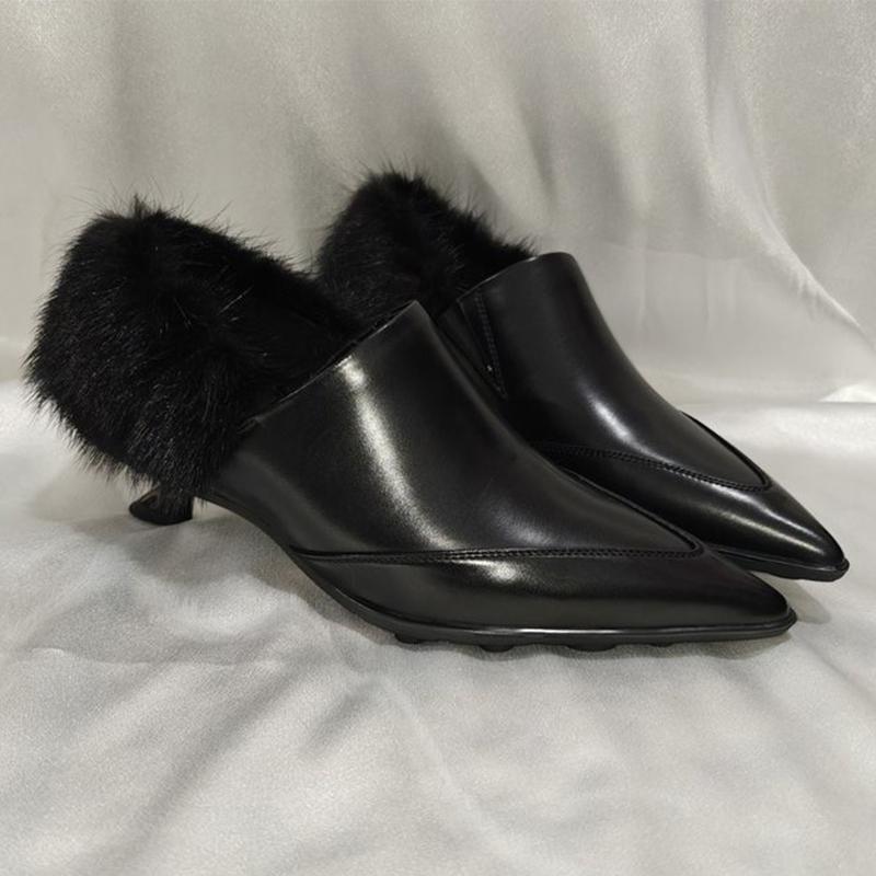 Futro Kobiety Luksusowe Buty na Obcasie Szpiczasty Nosek Moda Sukienka Czółenka Jesień Eleganckie Nowe Buty Kobieta Seksowne Projektant Mujer Zapatillas