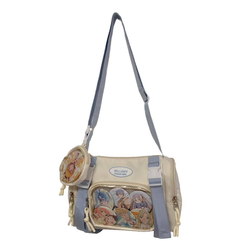 Japanese Niche Design Two-dimensional Transparent Pain Bag 10cm Baby Bag Lightweight Mobile Phone Bag Student Messenger Bag Female