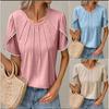 Polyester Casual T Shirt With Ruffle Sleeve And Round Neck For Summer Wear