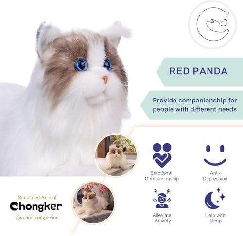 Chongker Realistic and Lifelike Cat Plush Toy, Handmade with a Soft Touch, Cute and Soothing Cat, a Great Gift for Cat Lovers, Moms, Children, and Sen