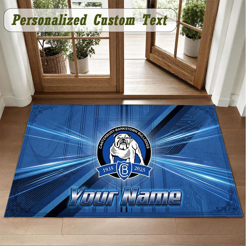 Crystal Velvet Square Rug Custom NameCanterbury-Bankstown Bulldogs Pattern Non Slip Home Floor Decor Rug