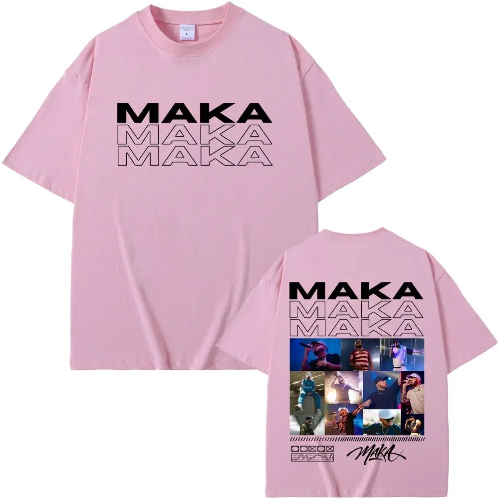 Rapper Maka Double Sided Print Tshirt Aura Tour Unisex Wounisex Hip Hop Fashion Pop Music T Shirts Male Casual Black Vintage T Shirt