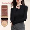 GUJIN Women's Pure Cotton Half-High Collar Long Sleeve T-Shirt