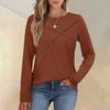 Fashionable Women's Long-sleeved Round Neck Casual  Pleated Loose Top