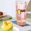 500ml Slender Waist Glass Cup with Lid and Straw Gradient Candy Color Cups Mug Drinking Glasses for Juice Water and Iced Coffee