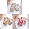Geometric Alloy Drop Earrings With Gold Ear Pins For Ladies Party And Wedding Accessories