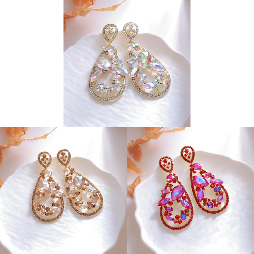 Geometric Alloy Drop Earrings With Gold Ear Pins For Ladies Party And Wedding Accessories