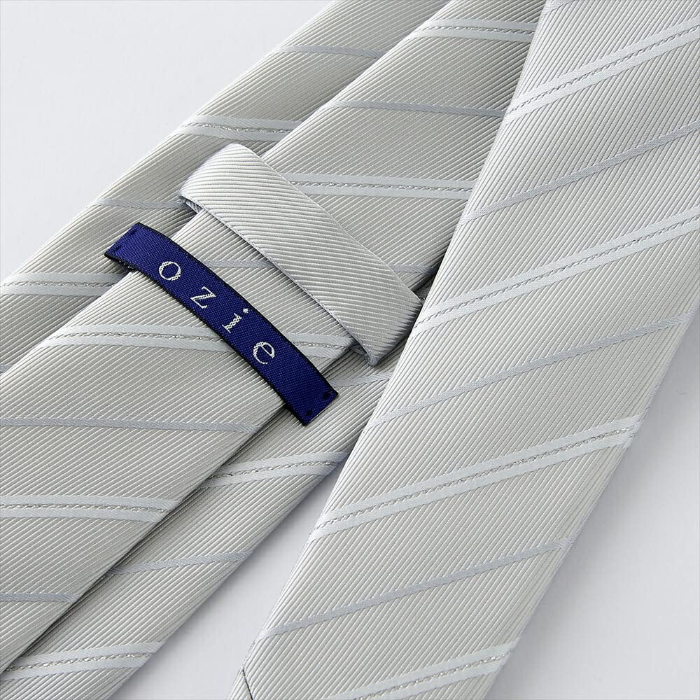 [Ojie] Men's Tie, Silver, 100% Silk, Made in Japan, Formal Tie, Ceremonial Wear, Wedding, Reception, Business