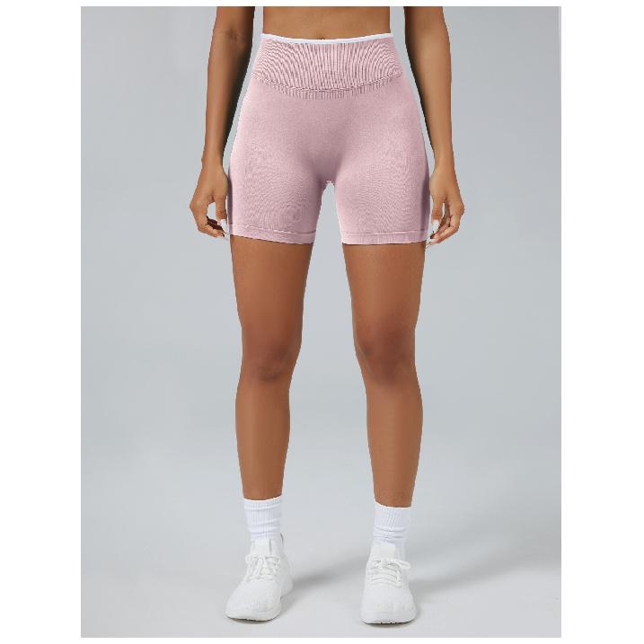 Nahtlose farblich abgesetzte Yoga-Shorts, eng anliegende sportliche Shorts mit Pfirsich-Hüftlifting, Damen-Outdoor-Lauf- und Fitnesshose