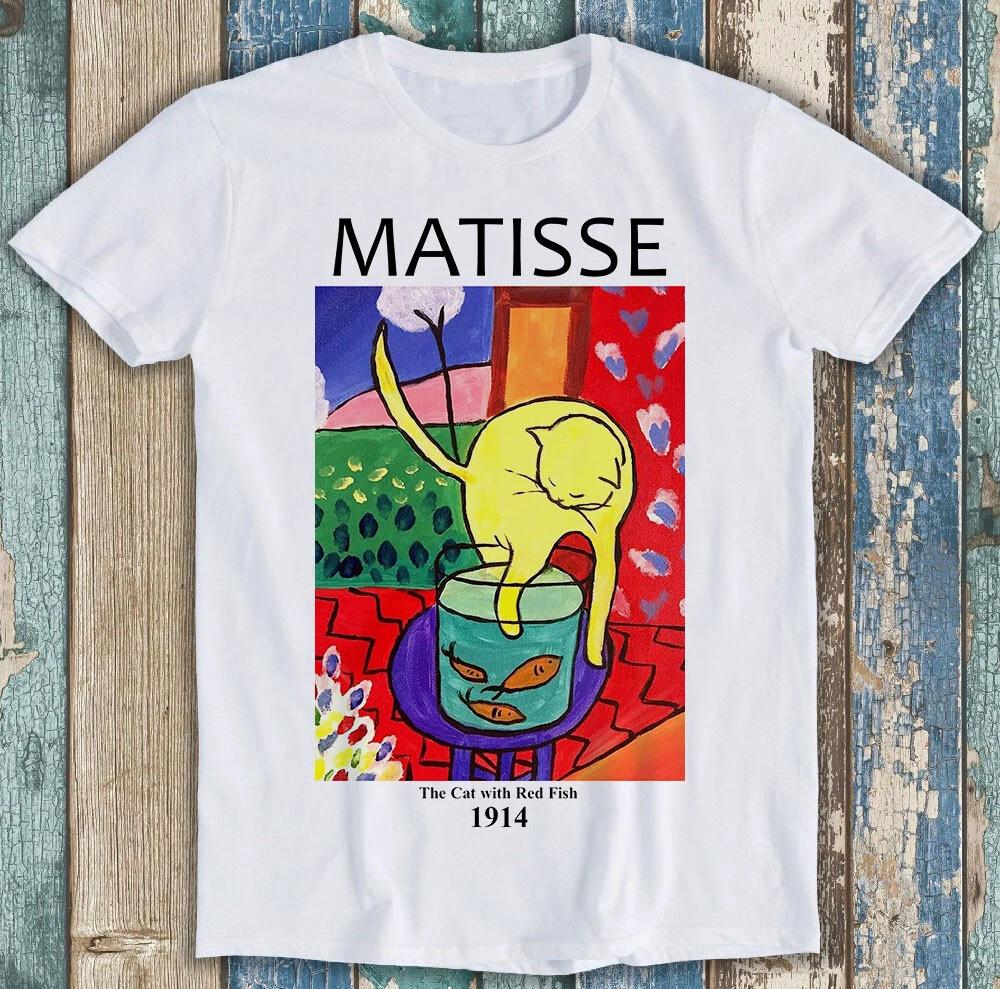 Анри Матисс Кот с Красной Рыбой Искусство Аниме Мем Смешной Подарок Футболка T Shirt M1108 XL