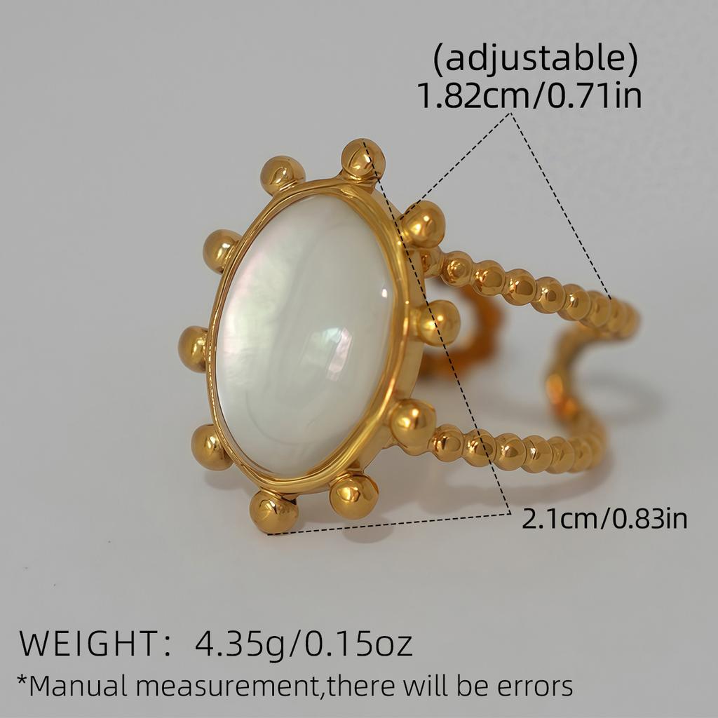 Fashion Shell Stainless Steel 18K Gold Plated Adjustable Opening Rings for Women Engagement Party Gift Temperament Jewelry 2025