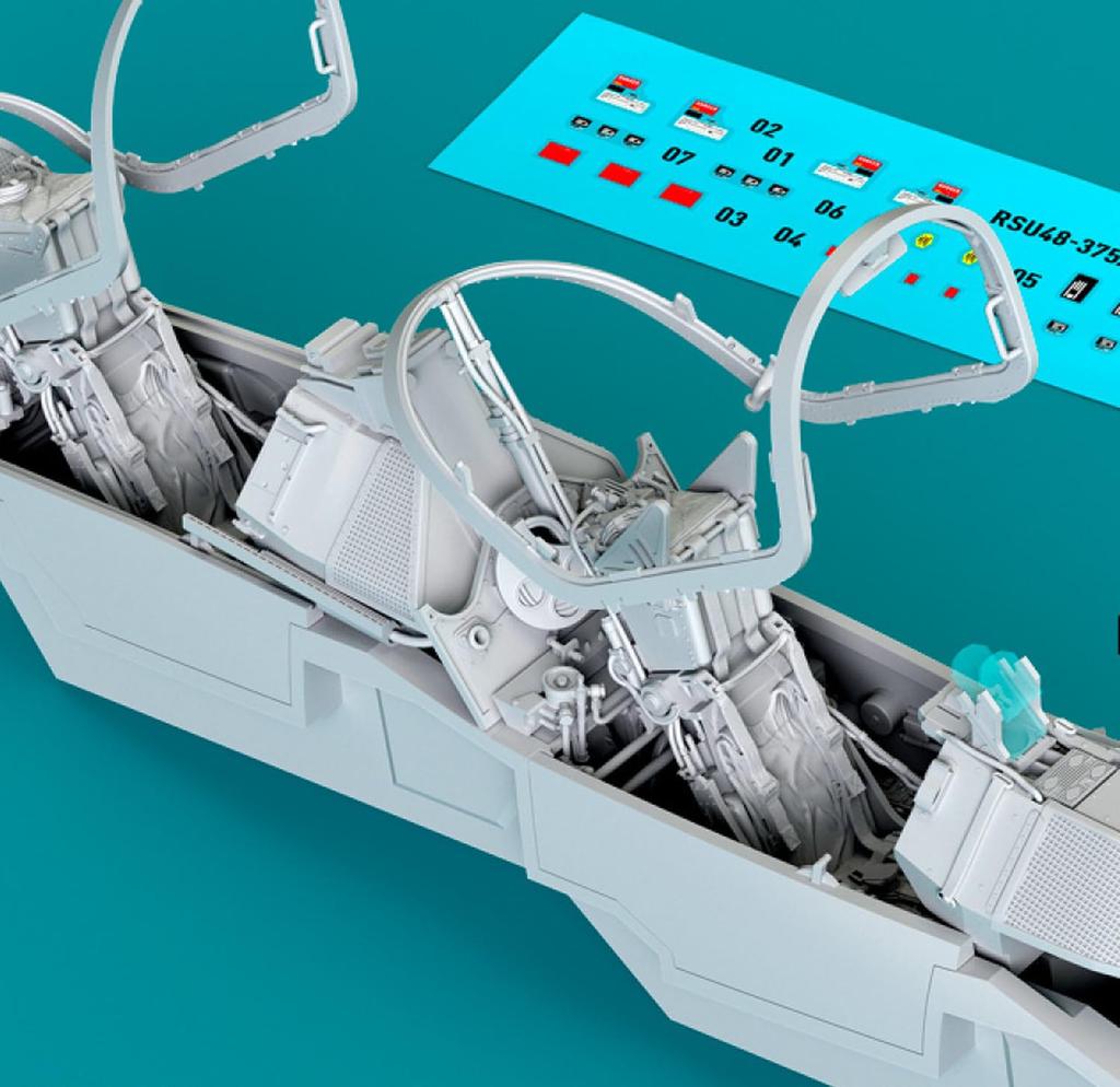 Reskit Mirage 2000N Cockpit with 3D Instrument Panel and Console Plastic Model Kit Parts 1/48 (for Kinetic) RSKU48-0460 (Airplane)