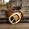 Women's Korean-Style Leather Belt Vintage Crumpled Trendy Brass Buckle Genuine Leather New Pure Cowhide All-Matching Jeans Belt