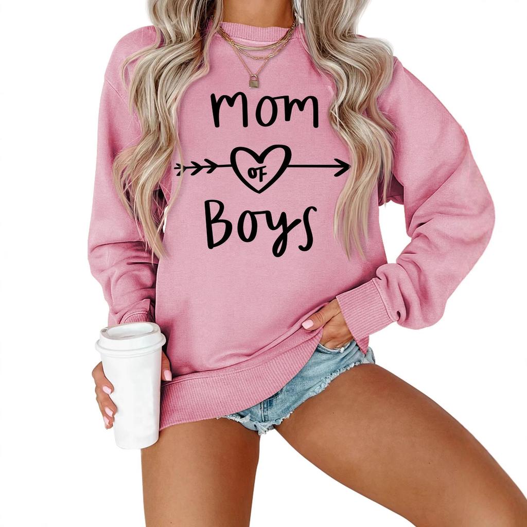 MOM OF Boys Women's Long Sleeve Graphic Sweatshirt