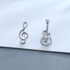 Musical Note Guitar Drip Glaze Ear Bone Nail Y2K Silver Color Small Earrings for Women Cool Girl Jewelry