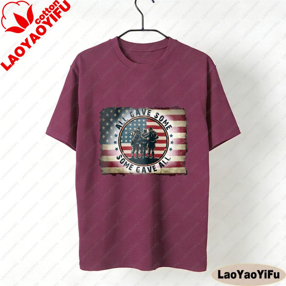 Military USA Tee All Gave Some Some Gave All Army Veteran Gift Women Round Neck Clothes Shortsleeved Ropa Mujer Tops