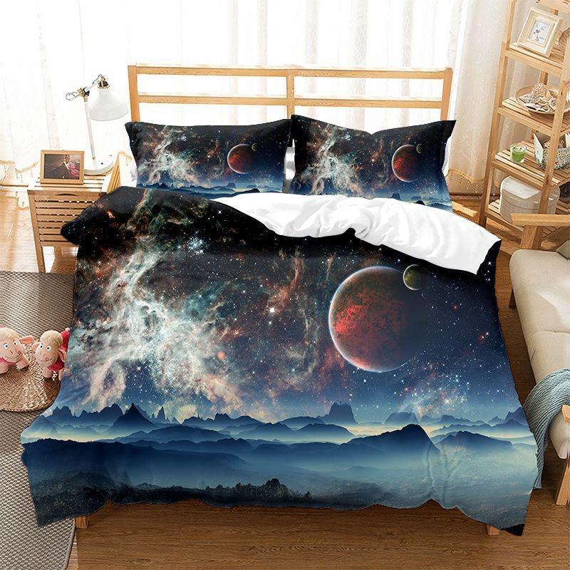 

Космические постельные комплекты для детей, 3D-принт, комплект для спальни, 200x200, роскошное одеяло, одинарный, двуспальный комплект пододеяльников для размера кинг EU single(135x200cm)