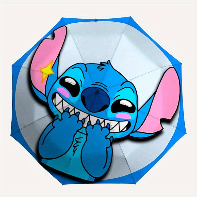 

1pc Stitch Automatic Folding Umbrella: Compact 8-rib Design Cartoon Travel Companion for Outdoor, Casual Accessory
