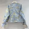 European 2026 Spring Embroidered Sequin Beaded Color Block Denim Jacket