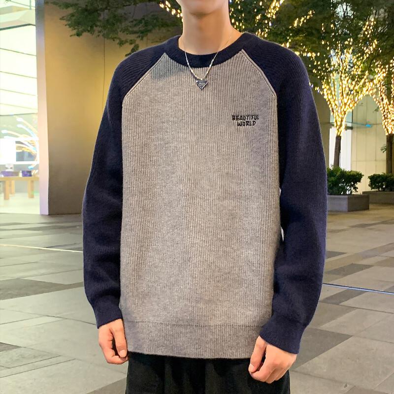 TonLion Men's 2024 Winter Round Neck Raglan Sleeve Sweater