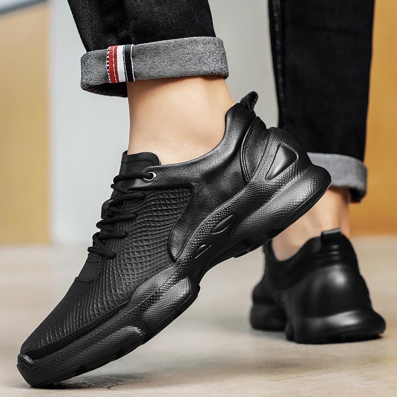 Fashion High Quality Genuine Leather Mens Sneakers Non Slip Outdoor Casual Shoes New Leisure Walk Tenis Masculino Men's Casual Trainers