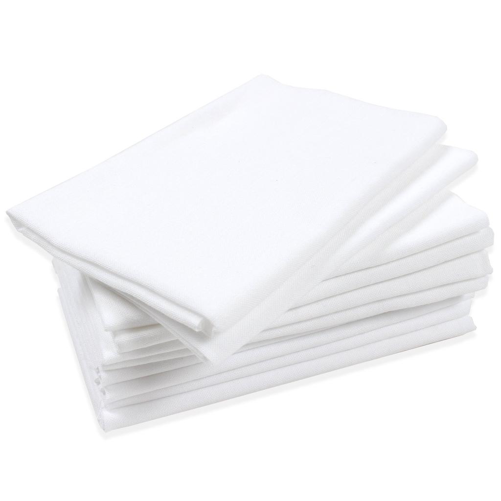 Set of 10 plain white tenugui patterned approximately 33 x 88 cm towels, fabric, (anti-fray finish)