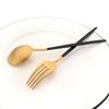 8Pcs Black Handle Gold Dinnerware Set Knife Tea Fork Spoon Cutlery Set Matte Kitchen Flatware Stainless Steel Complete Tableware