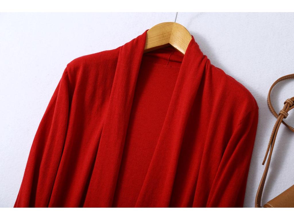 Breathable Loose Knit Cardigan with Scarf Collar - Perfect for Spring & Autumn Commute