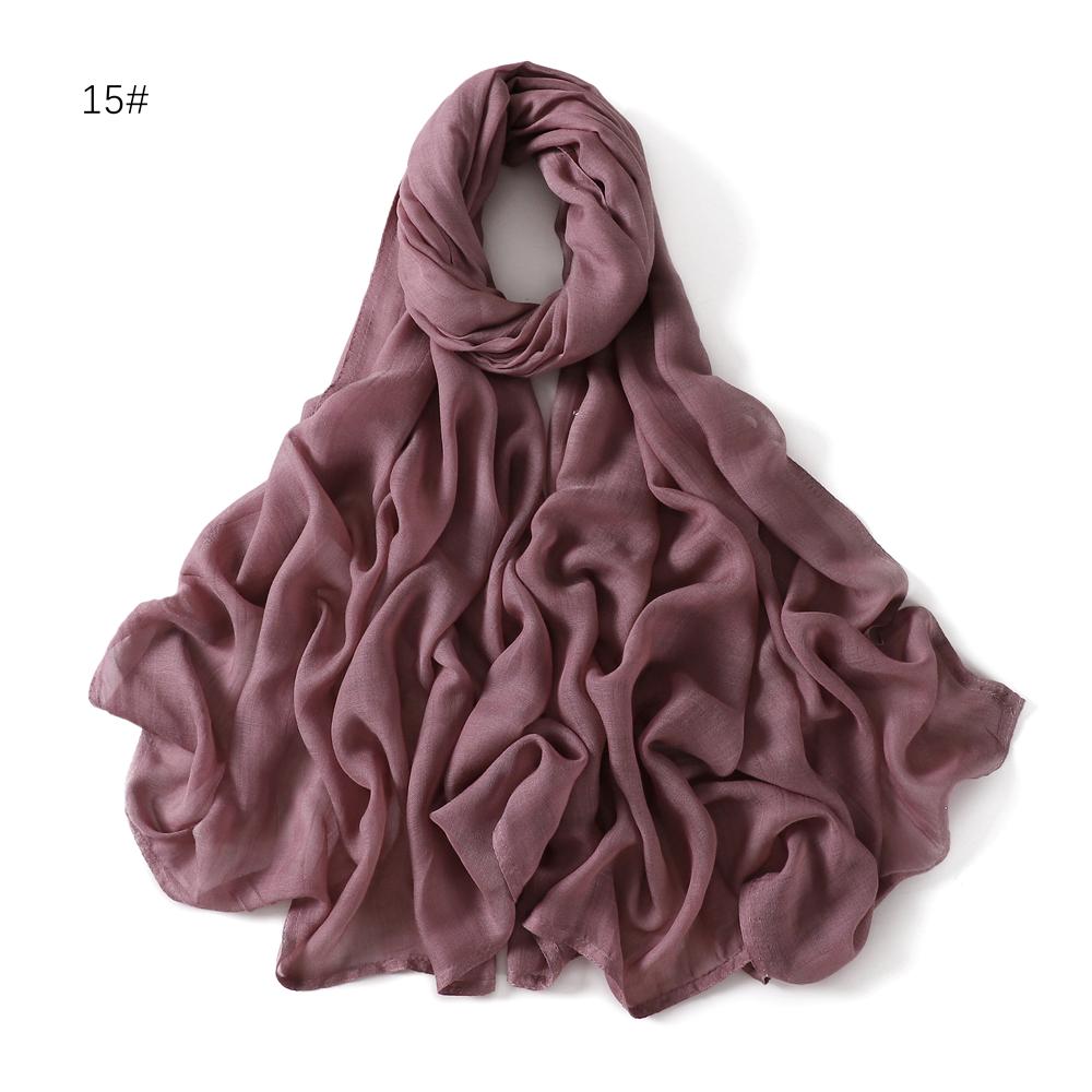 100% Viscose Double Stitches Edge Scarf Hijab Femme Solid Color Long Shawl Muslim Foulard Headscarf Pashmina