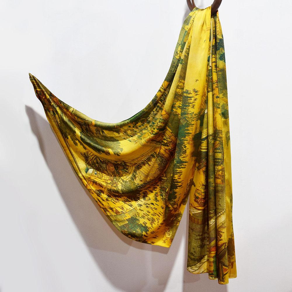 Heavy silk scarf women s, Chinese style art silk gift plain crepe satin long shawl 100 mulberry silk scarf 175cm+