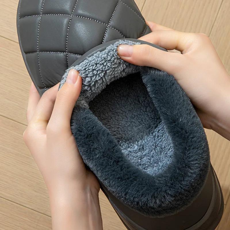 Men Winter Warm Slippers Waterproof Large Size Home Bedroom Casual Shoes House Indoor Non Slip Thick Sole Slides