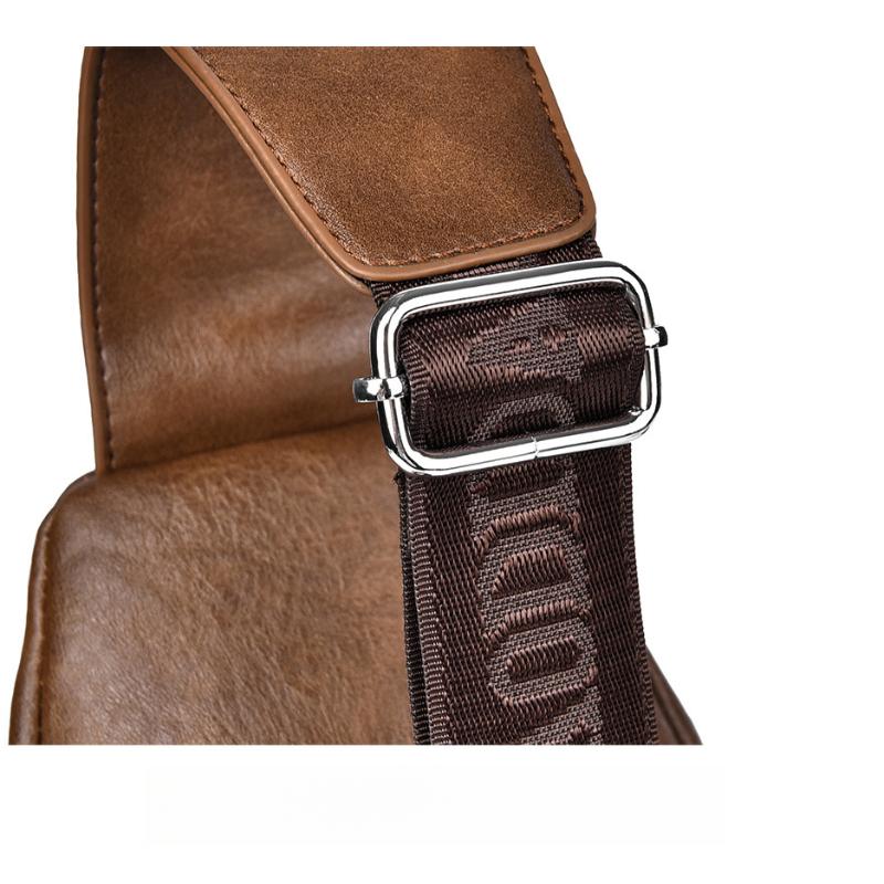 Men's Chest Bag USB Design Messenger Backpack Retro Fabric Shoulder Messenger Bag Sports Small Bag