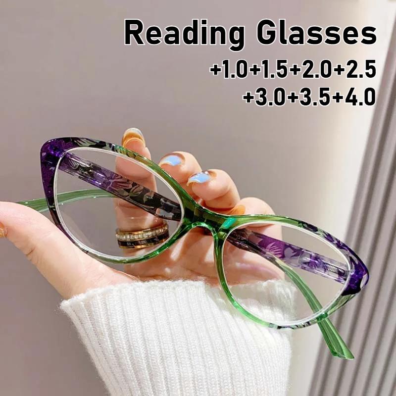 Fashion Personality Presbyopia Glasses Women Luxury Cat Eye Frame Anti-Blue Light HD Far Sight Eyeglasses Diopter +1.0 To +4.0