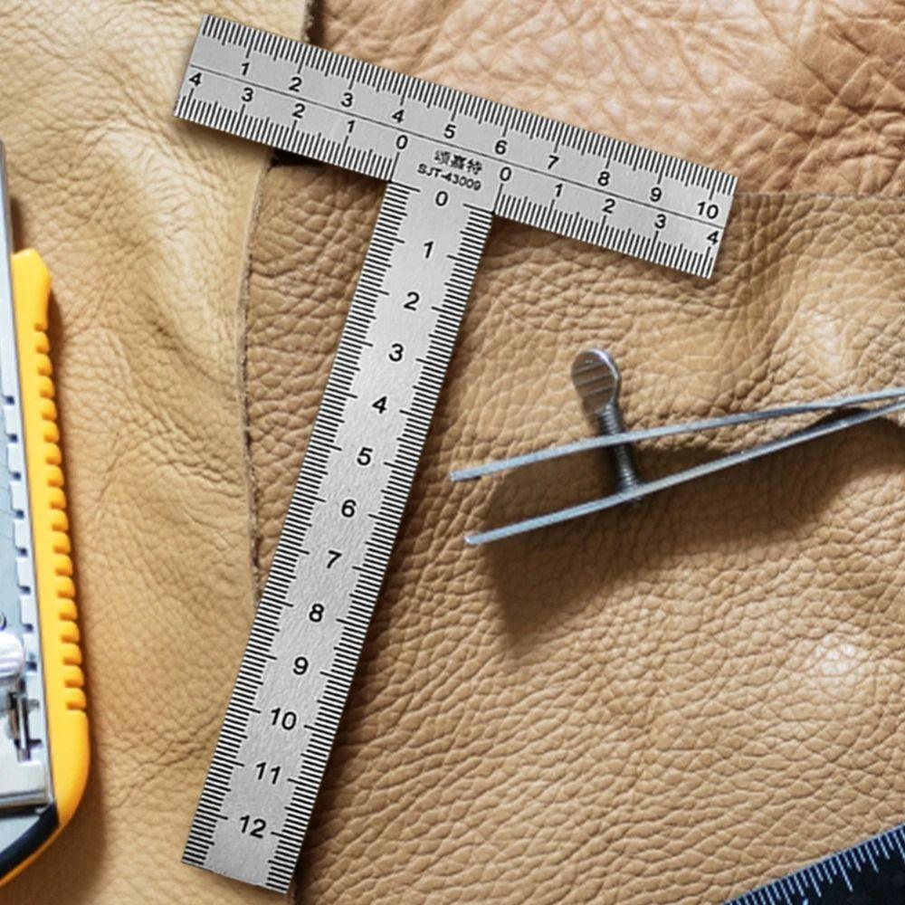 סרגל זווית ישרה מפלדת אל-חלד כלי מדידה סרגל מסגור מיני סרגל בצורת T בנייה