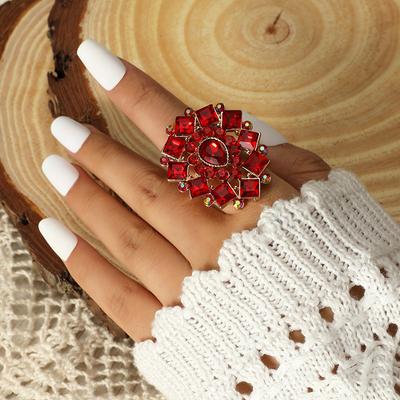 Retro Moda Yüzük Yaratıcı Tam Elmas Yüzük Ayarlanabilir Açılış Halkası Bohem Etnik Tarzı Yüzük moda yüzük