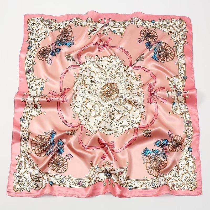 

Высококачественные роскошные шелковые шарфы, повязка на голову, шарфы, шейный шарф для женщин, шелковый шарф с цепочкой, женская декоративная шаль 90*90cm（tudung-satin） розовый