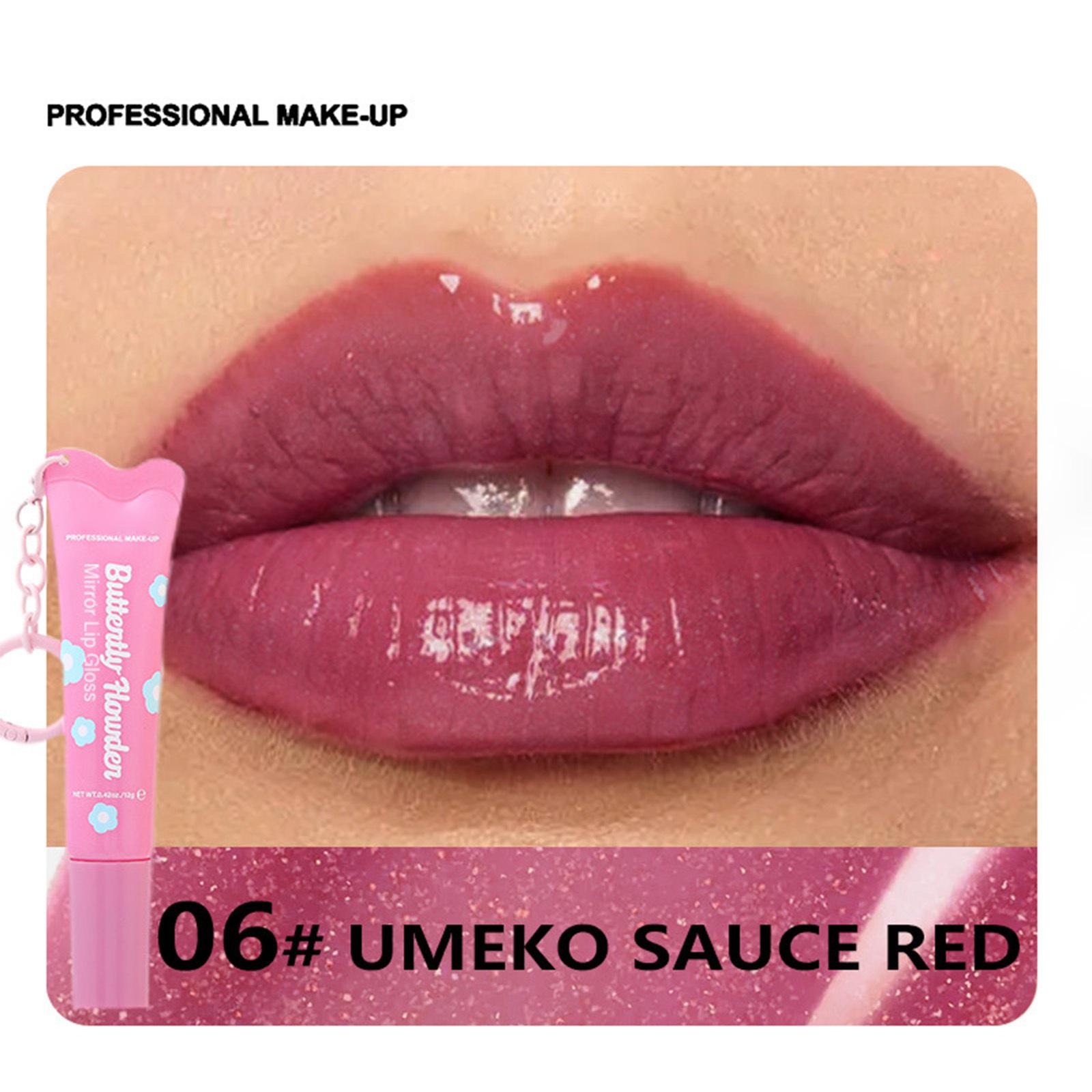 

Блиск для губ з дзеркальним ефектом та шимером для жінок, з брелоком - Поживний кольоровий блиск для губ для щоденного макіяжу One Size