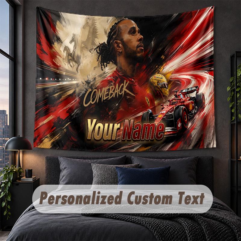 Custom Name Text Tapestry,Lewis Hamilton Decorative Wall Hanging, Background Tapestry For Home Bedroom