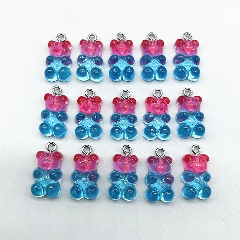 10Pcs Candy Bear Pendant Charms for Necklace Bracelet Earrings Jewelry Making Diy Findings Resin Bears Christmas Making