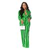 Women's Striped Printed Long-Sleeve Shirt Suit - Two-Piece Set