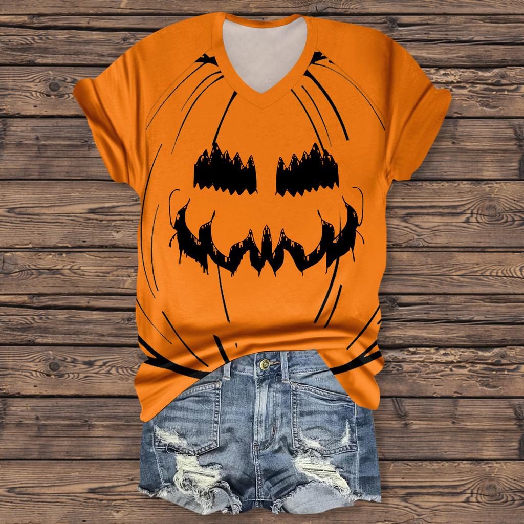 Dámská móda Ležérní Tříčtvrteční rukáv Halloweenská písmena, Potisk obličeje Top