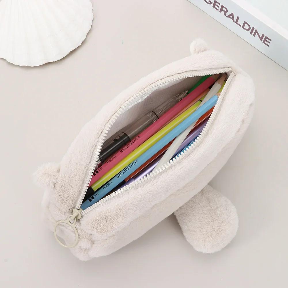 Cute Otter Penguin Plush Pen Bag Large Capacity Pencil Case Cute Cartoon Stationery Storage Bag Student Back To School Gift