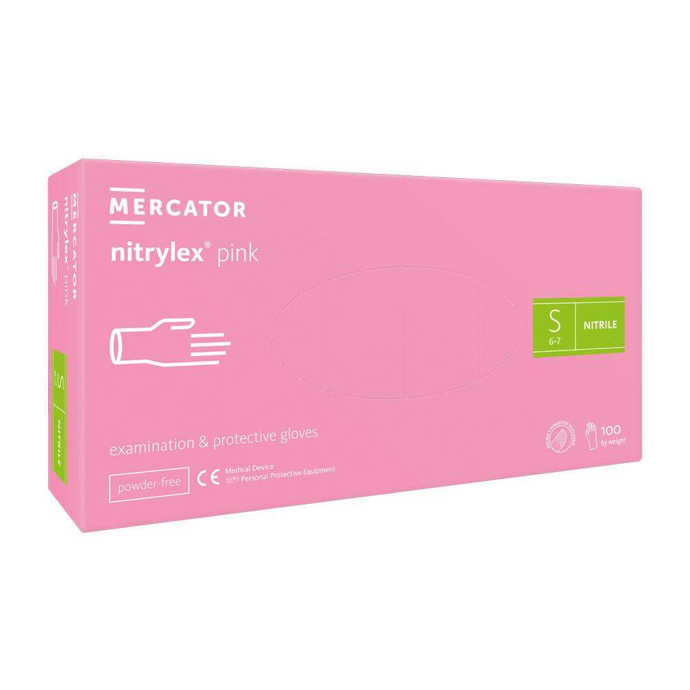 Nitrile Gloves Pink Mercator Nitrylex Pink 100 Pieces Carton 10 Pack