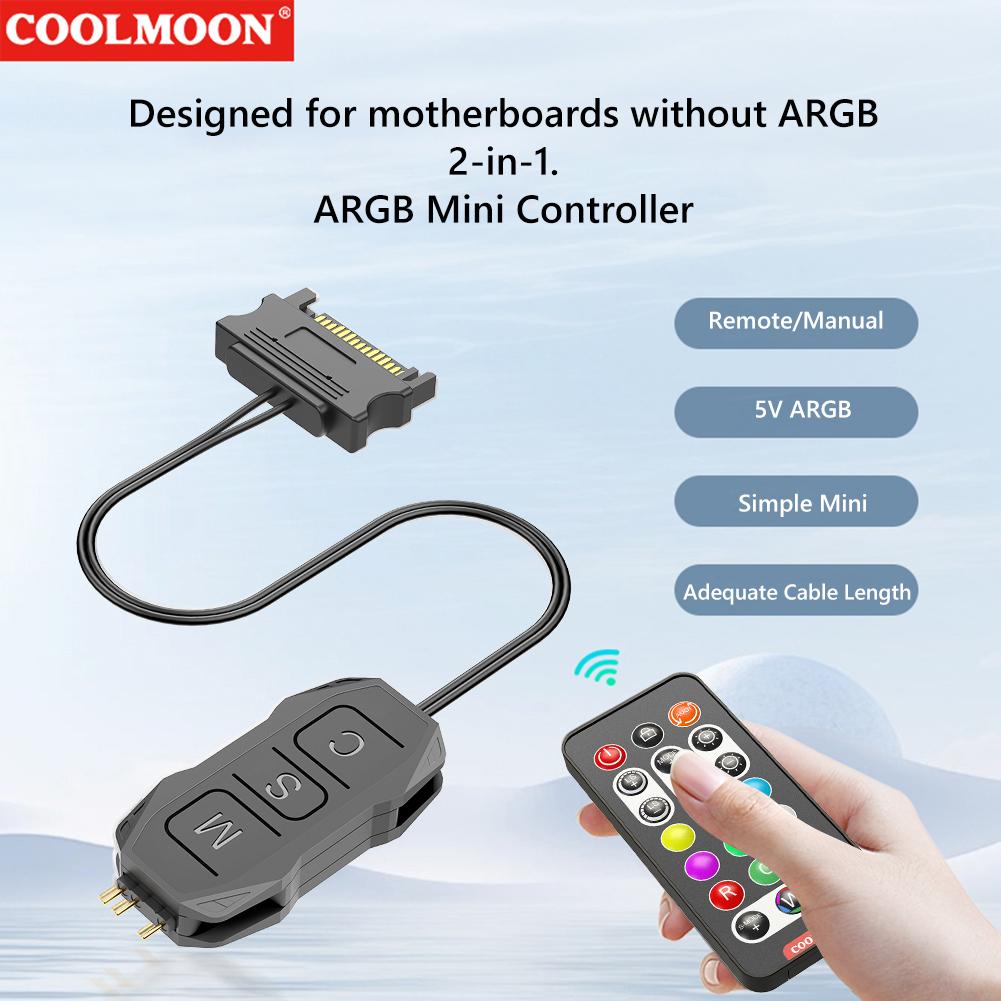 5V 3PIN ARGB Controller ARGB 5V 3PIN To SATA Power Extension Cable RGB Sync Light Regulator with Remote Control for PC Case Fan
