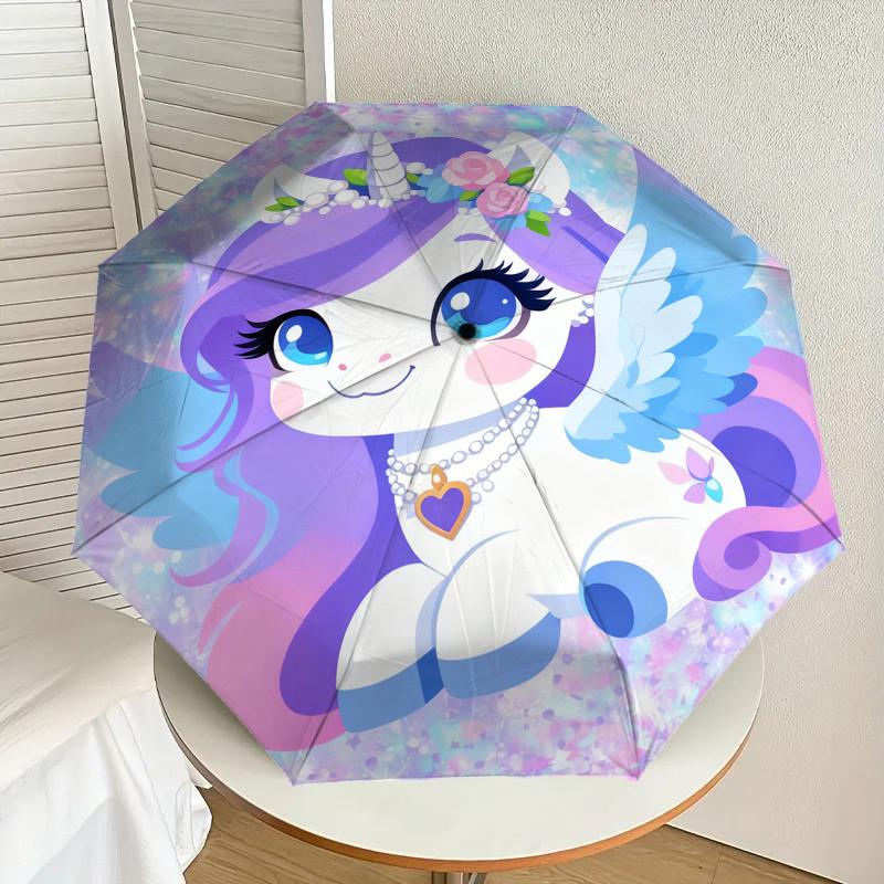1pc Unicorn Fantasy Pattern Umbrella Design Automatic Opening and Closing Umbrella, High-quality Travel Umbrella,  c1128268