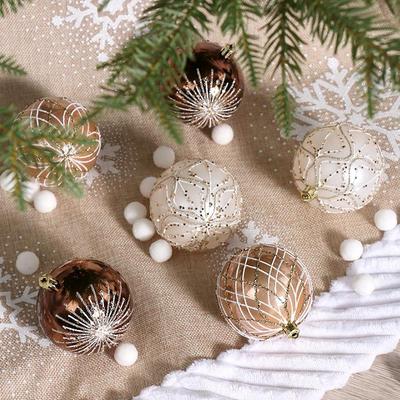 6PCS Christmas Ornaments Set Social Media Style Hand Painted Holiday Tree Balls