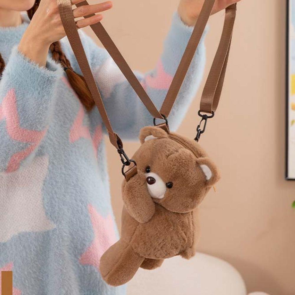 Large Capacity Children Backpack Doll Animal Shoulder Bag Soft Plush Bear Crossbody Bag  Gift